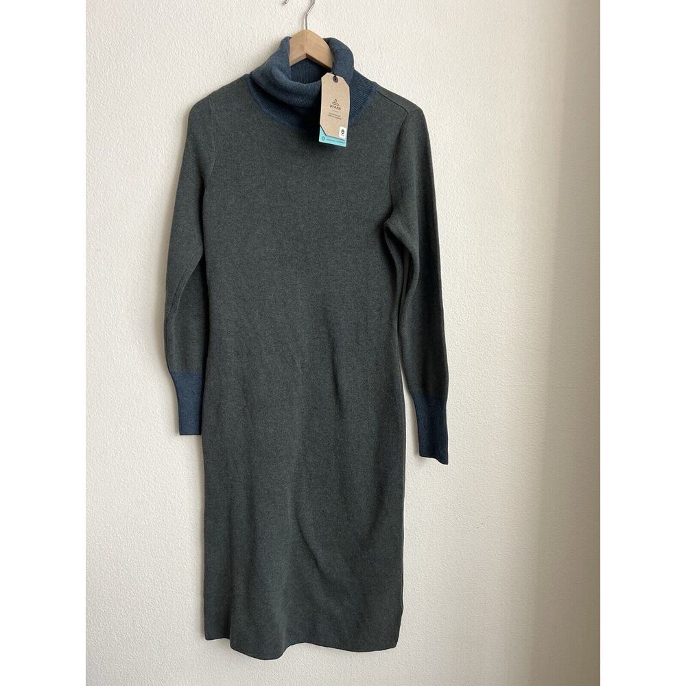 PRANA Womens South Rock Sweater Dress Size Small Gray Blue Midi NWT - Picture 2 of 9